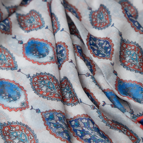 Zova Stuff Blue & White Paisley Print Lightweight Scarf